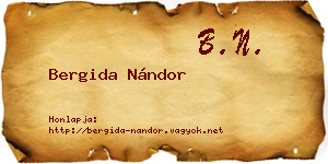 Bergida Nándor névjegykártya